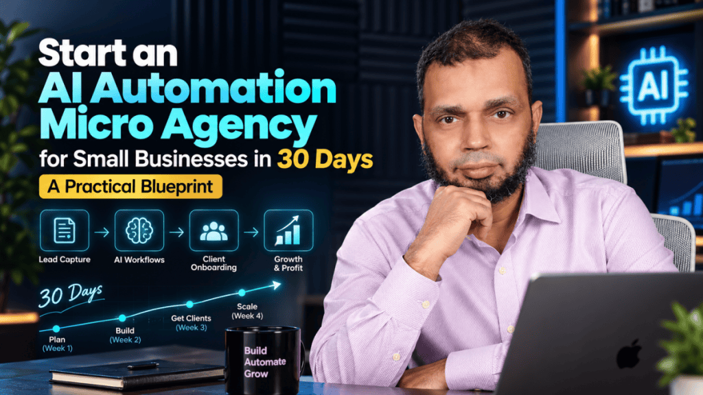 Blueprint diagram for launching an AI automation micro-agency for small businesses